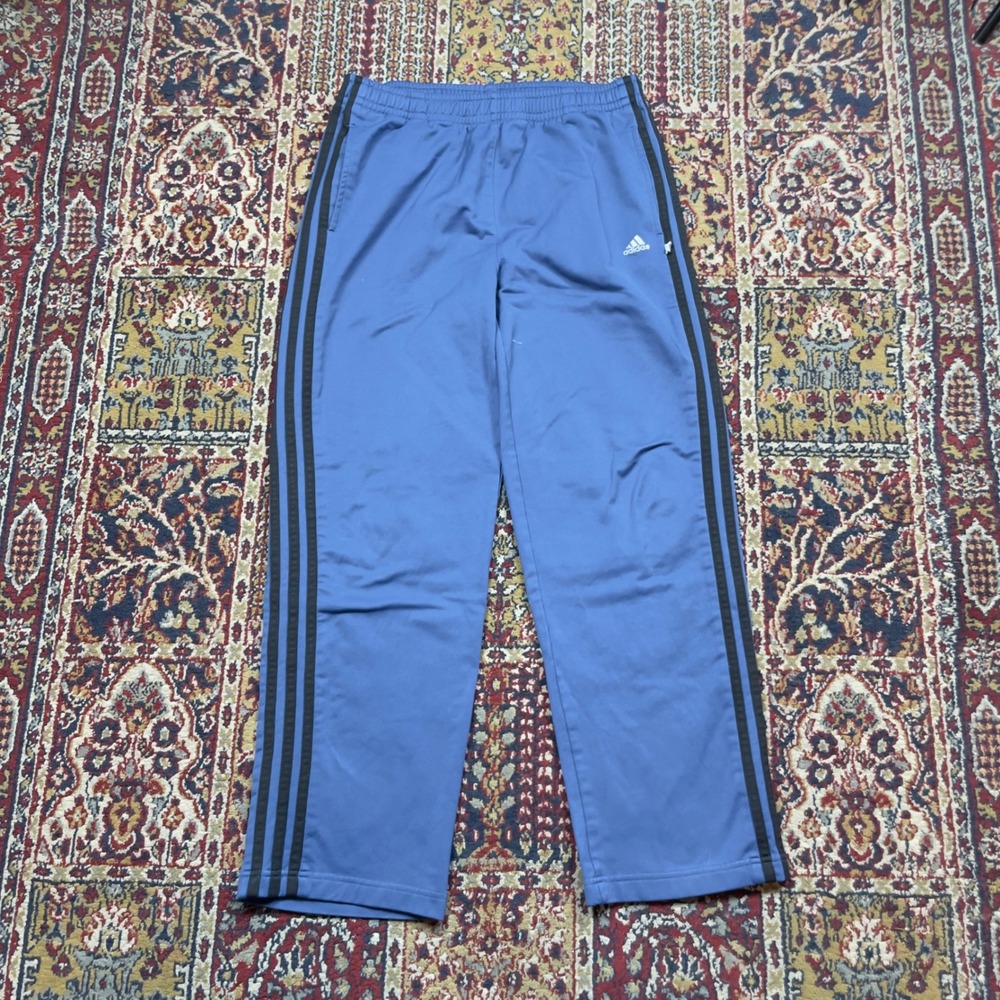 VTG 2000 Adidas Blue Black Stripe Basketball Track Pants XL Sportswear Crown Bag